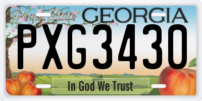 GA license plate PXG3430