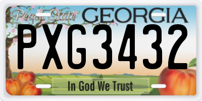 GA license plate PXG3432