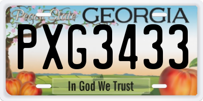 GA license plate PXG3433