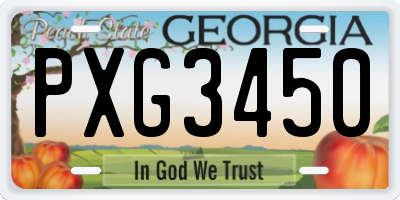 GA license plate PXG3450