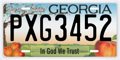 GA license plate PXG3452
