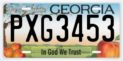 GA license plate PXG3453