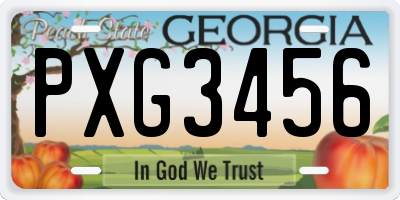 GA license plate PXG3456
