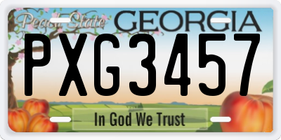 GA license plate PXG3457