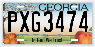 GA license plate PXG3474