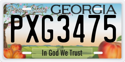 GA license plate PXG3475