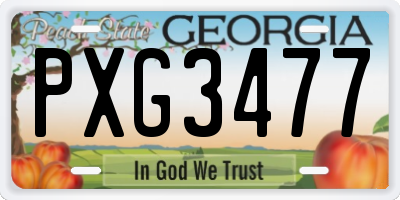 GA license plate PXG3477