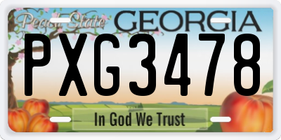 GA license plate PXG3478