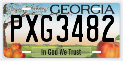 GA license plate PXG3482