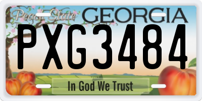 GA license plate PXG3484