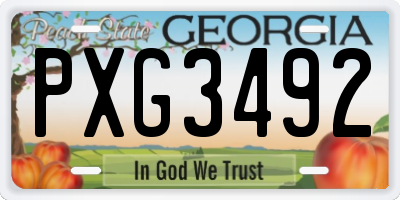 GA license plate PXG3492