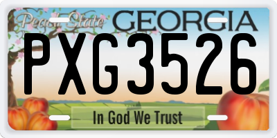 GA license plate PXG3526