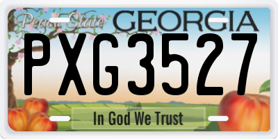 GA license plate PXG3527