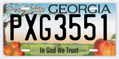 GA license plate PXG3551