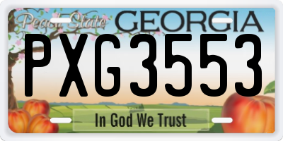 GA license plate PXG3553