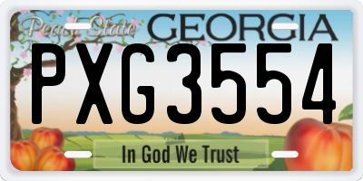 GA license plate PXG3554