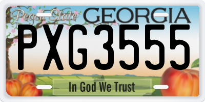 GA license plate PXG3555