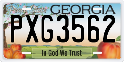 GA license plate PXG3562