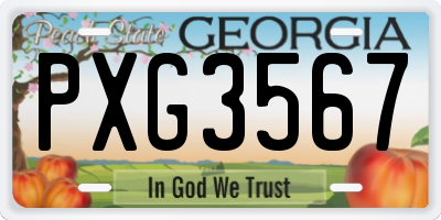 GA license plate PXG3567