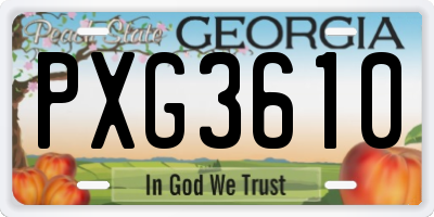 GA license plate PXG3610