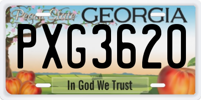 GA license plate PXG3620