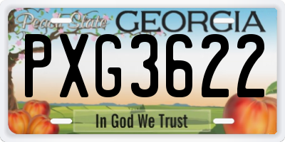 GA license plate PXG3622