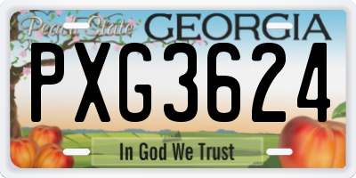 GA license plate PXG3624