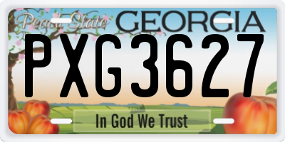 GA license plate PXG3627