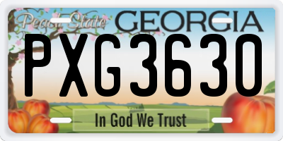 GA license plate PXG3630