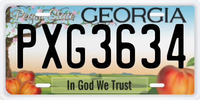 GA license plate PXG3634