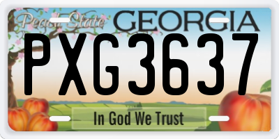 GA license plate PXG3637