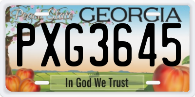 GA license plate PXG3645