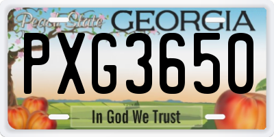 GA license plate PXG3650