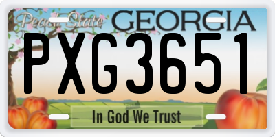 GA license plate PXG3651