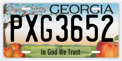 GA license plate PXG3652