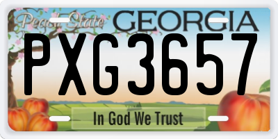GA license plate PXG3657