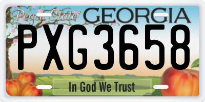 GA license plate PXG3658
