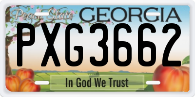 GA license plate PXG3662