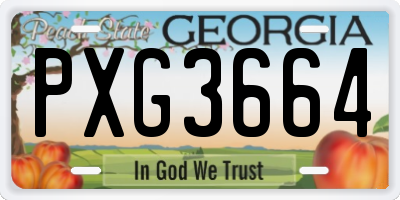 GA license plate PXG3664