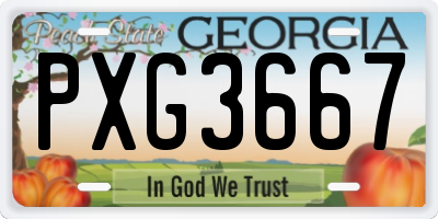 GA license plate PXG3667