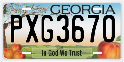 GA license plate PXG3670