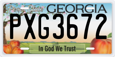 GA license plate PXG3672