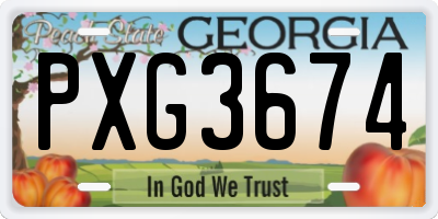 GA license plate PXG3674