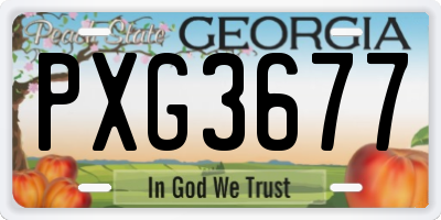 GA license plate PXG3677