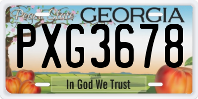 GA license plate PXG3678