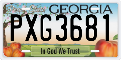 GA license plate PXG3681