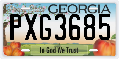 GA license plate PXG3685