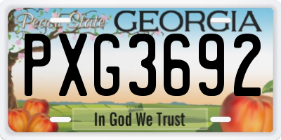 GA license plate PXG3692