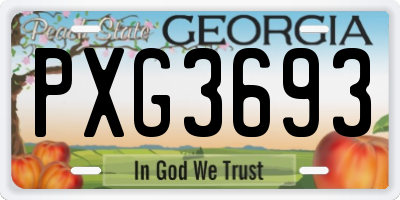 GA license plate PXG3693