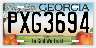 GA license plate PXG3694